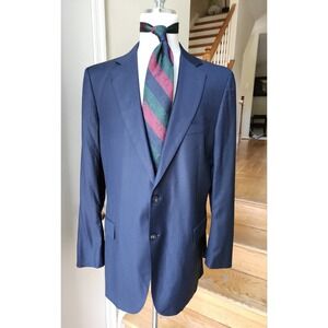 Suitsupply Navy Super 110s Wool Blazer with Suede Leather Elbow Patch 42L